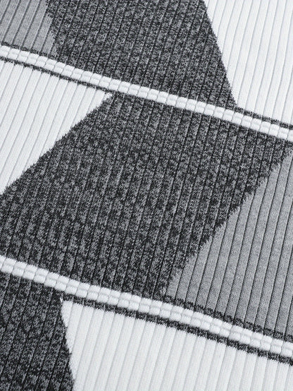 Men'S Casual Long Sleeve Crew Neck Sweater - Geometric Stripe Pullover with, Stripes, Medium Stretch Knit Sweater for Fall/Winter