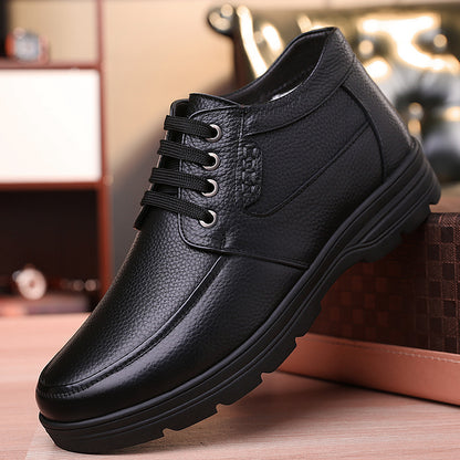 Men'S Winter Warm Shoes - Genuine Leather-like Upper, Plush Lining & Non-Slip Rubber Sole - All-Season Business & Casual Shoes with Lace-Up Closure - Formal & Everyday, Winter Footwear For Men, Winter Boots, Classic Laceup De