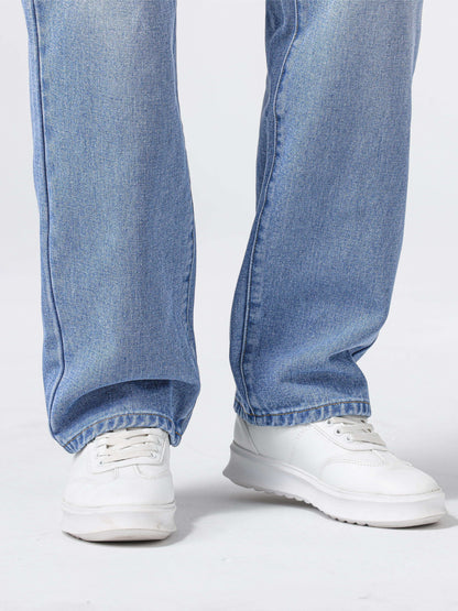 Loose Fit Straight Leg Jeans, Men's Casual Street Style Distressed Denim Pants For All Seasons