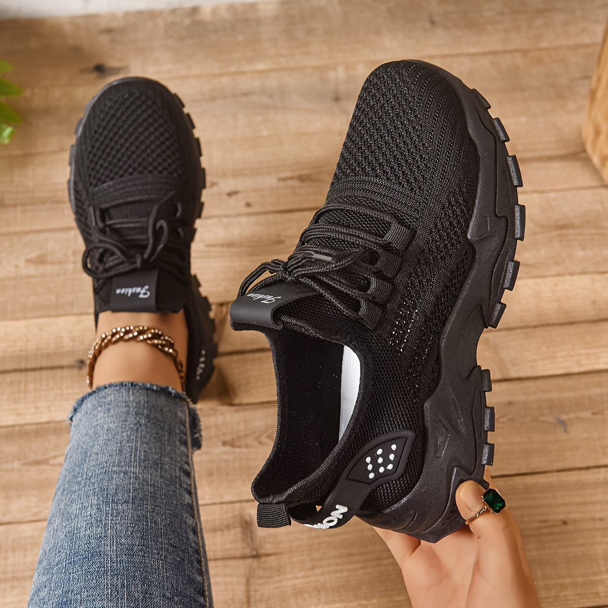 Կանացի առօրյա սպորտային կոշիկներ՝ շնչող գործվածքից վերնամասով, ռետինե ներբանով, ցածր գագաթով, պարզ մատով, բոլոր եղանակների հարմարավետ կոշիկներ, առօրյա հագուստ | Ժամանակակից առօրյա ոճ | Շնչող գործվածքից սպորտային կոշիկներ