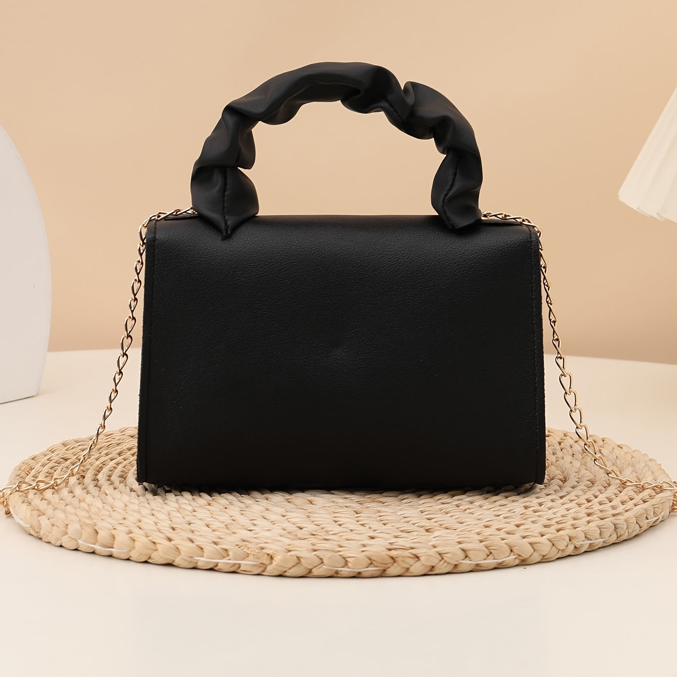 Նորաձև փափուկ դաստակի խաչաձև պայուսակ ամենօրյա գնումների համար, շղթայական ժապավենով կանացի պայուսակ, բազմակողմանի քառակուսի ձեռքի պայուսակ