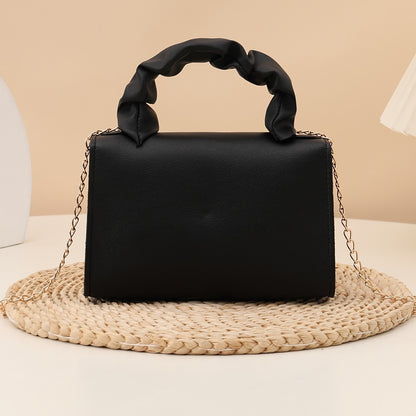 Նորաձև փափուկ դաստակի խաչաձև պայուսակ ամենօրյա գնումների համար, շղթայական ժապավենով կանացի պայուսակ, բազմակողմանի քառակուսի ձեռքի պայուսակ