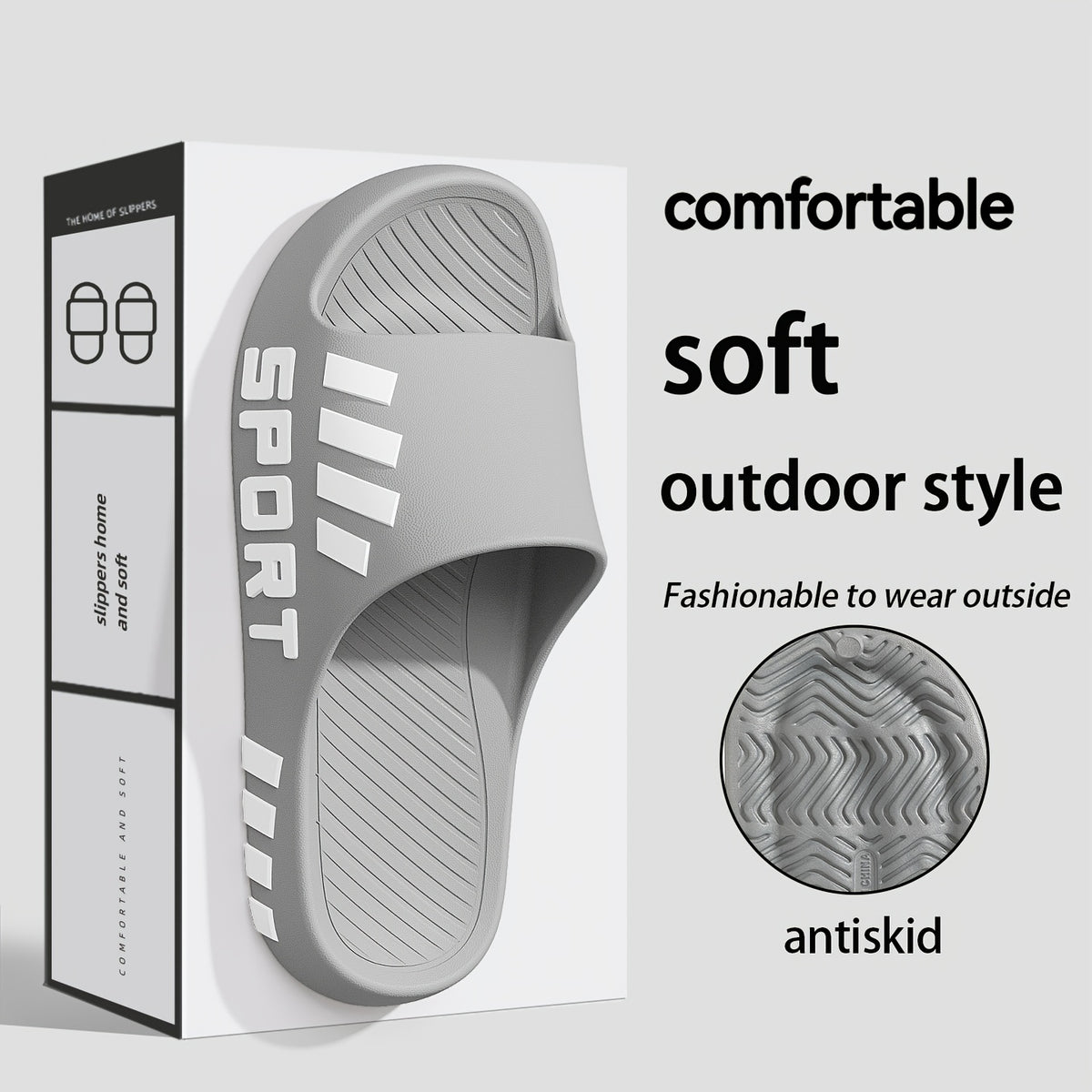 Men's Casual Sports Slippers Slip-On EVA Anti-Slip All-Season