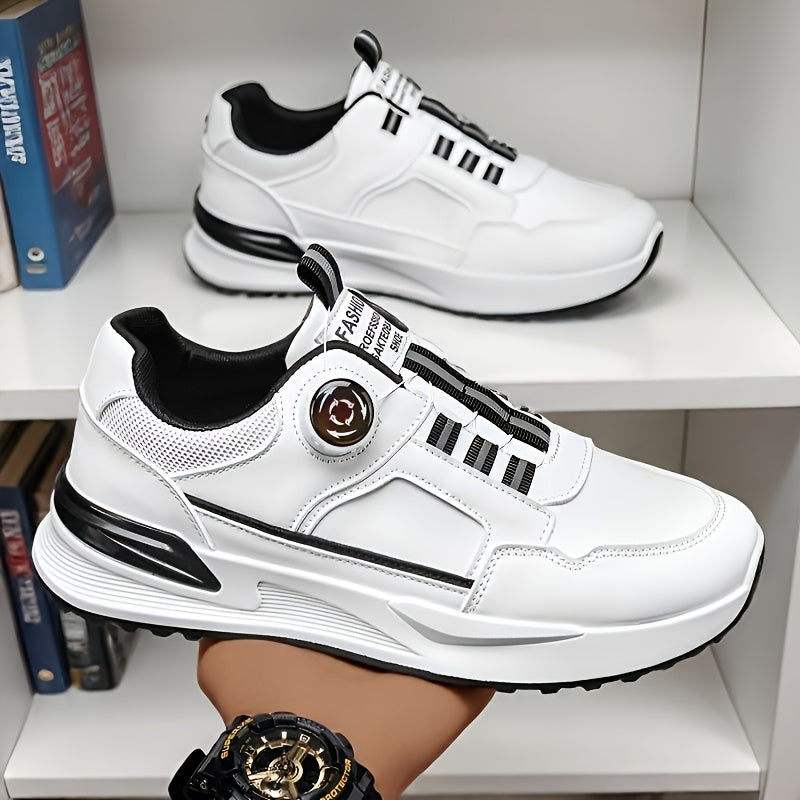 [sneakers] Men'S Large Size Running Shoes | Casual Sports Footwear, Cross-Training, Low-Top, Faux, Lace-Up, All-Season, Solid Color - ayq