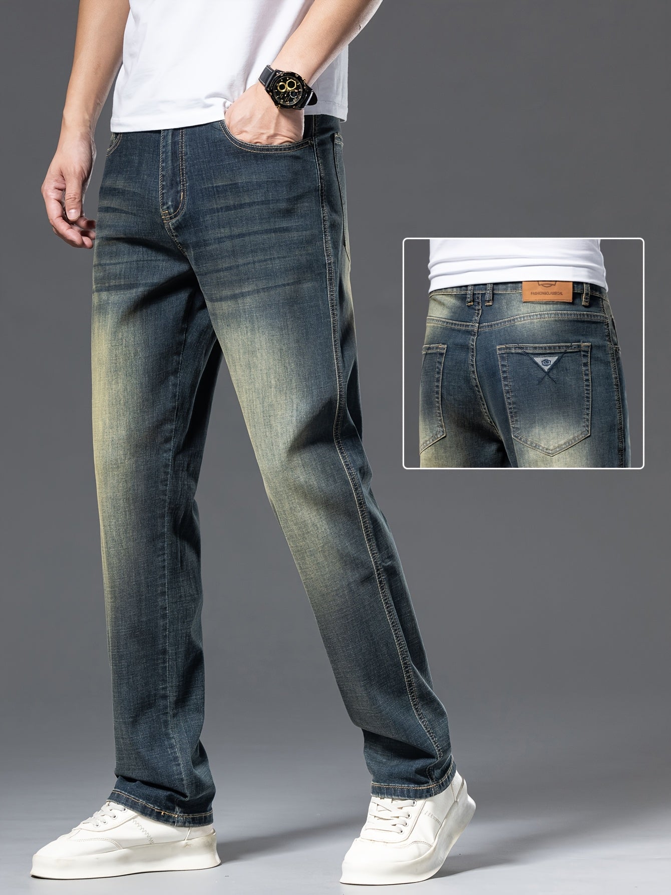 Geng Yuanshi High-End Summer Men's Jeans New Trend Fashion Straight-Leg Light Business Stretch Denim Pants