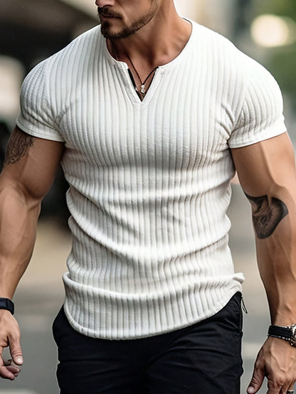 Men's Slim V-Neck Casual Short Sleeve T-Shirt for Summer