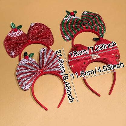 2/4pcs Women'S Christmas Bow Headbands, Sweet and Cute Style, Festive Hair Accessories for Holiday Parties, School Supplies, Autumn Decorations, Christmas Gifts, Christmas Ornaments