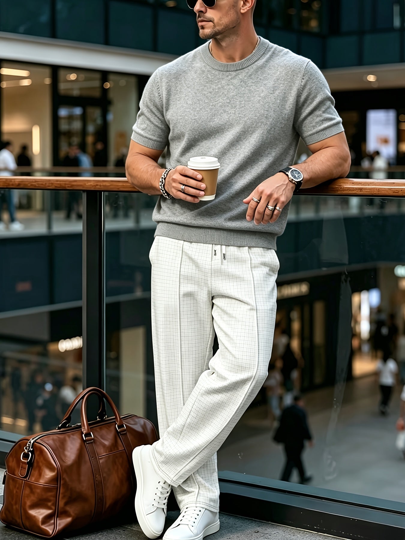 Men's Slim Fit Round Neck Knit Short Sleeve T-Shirt