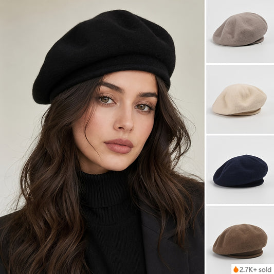 Womens Lightweight French Beret Hat Soft Elastic Knit Cap