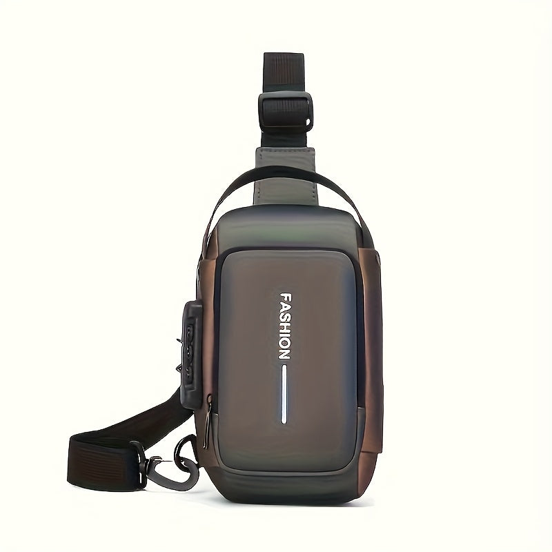 UNIXINU Men's Durable Oxford Fabric Anti-Theft Chest Bag - Sleek Casual Crossbody Sling Bag with Phone Pocket, Zipper Closure & Adjustable Strap for Motorcycle Riding, Commuting, Outdoor Sports, Bag for Bike, Travel Essential