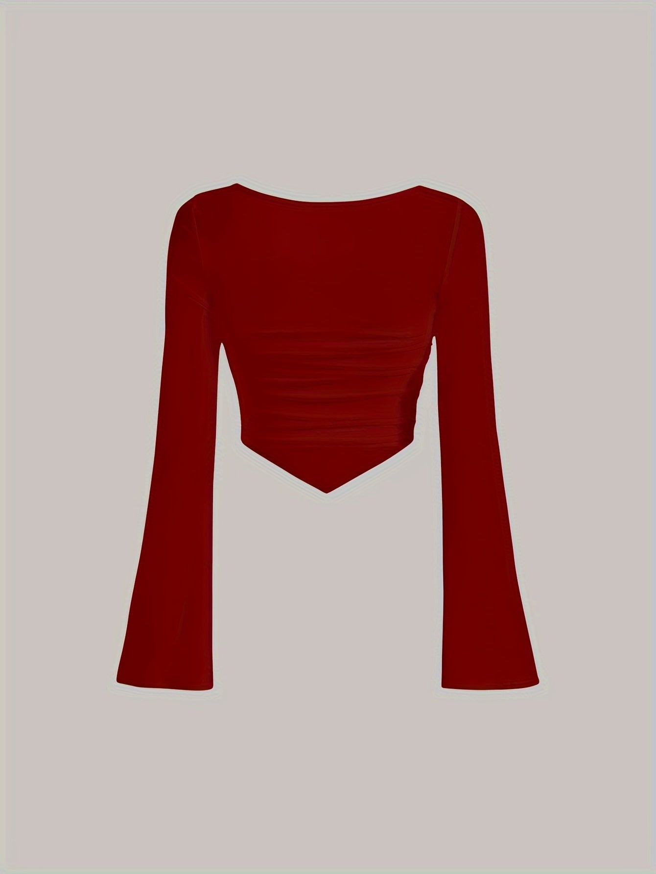 Women'S Elegant Square Neck Solid Color T-Shirt, Polyester Knit Fabric, Short Length, Stretchy Slim Fit, Spring/Fall Fashion Top