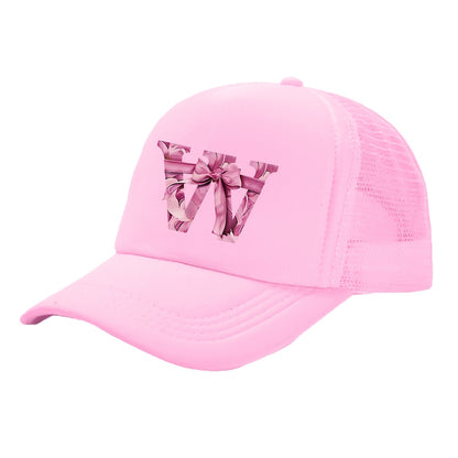 Kids Pink Mesh Bowknot Baseball Cap Breathable Lightweight