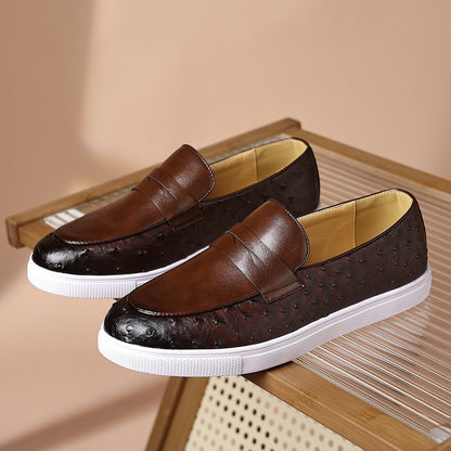 Plus-Size Men's Casual Loafers with White Rubber Soles