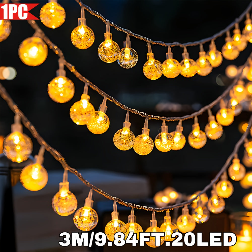 1pc, Crystal Ball Bubble Ball String Lights, 40/20/10LED, Spherical Fairy String Lights, Battery Powered, Suitable for Home, Wall Decoration, Bedroom, Party, Festival, Wedding, Autumn Decoration, Wall Decoration, Halloween, T