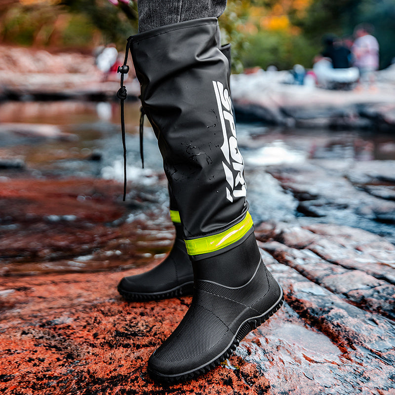 Waterproof High-Calf Slip-On Boots for Outdoor Adventures