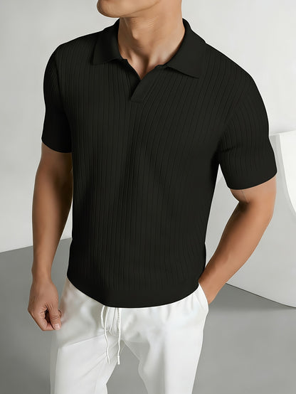 Men'S Summer Short Sleeve Polo Knit Shirt | Casual Solid Color Pullover, Suitable For Daily Wear, Outdoor Activities, And Street Style - ayq