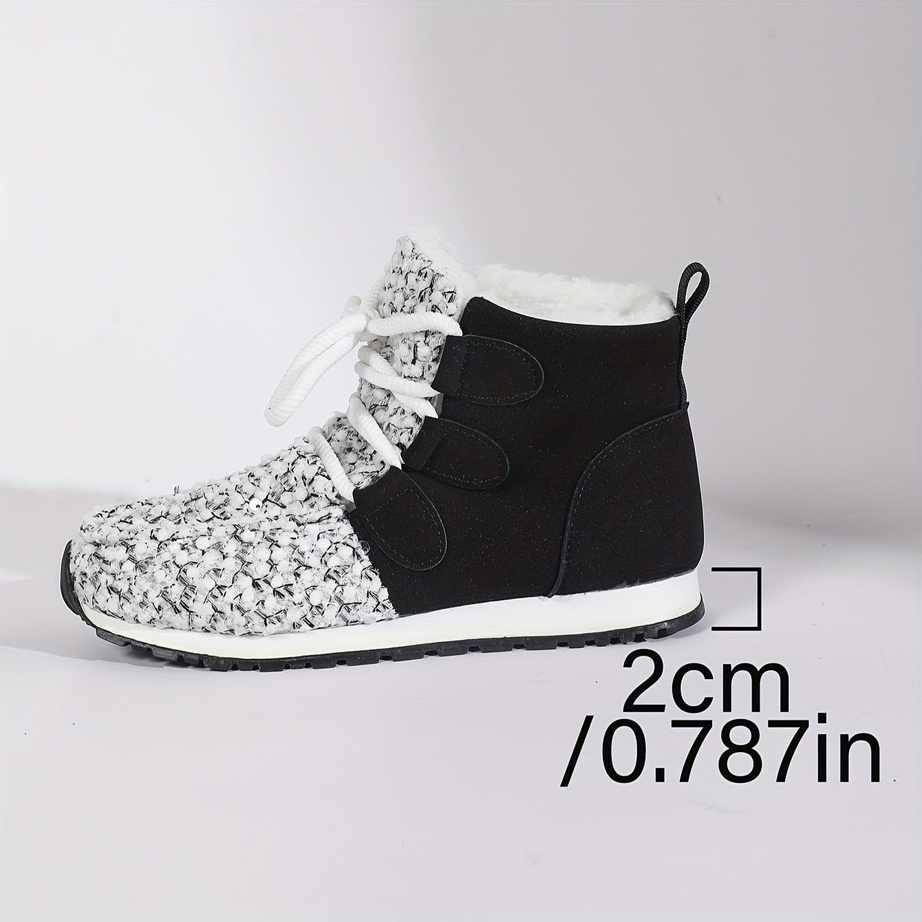 Կանացի հարմարավետ, բրդյա ծածկույթով ձմեռային կոշիկներ - և փայլուն ձմեռային կոշիկներ հաստ ռետինե ներբանով, կապերով, ցուրտ եղանակին հարմարավետության համար, ամենօրյա ոճ, ձմեռային կոշիկներ