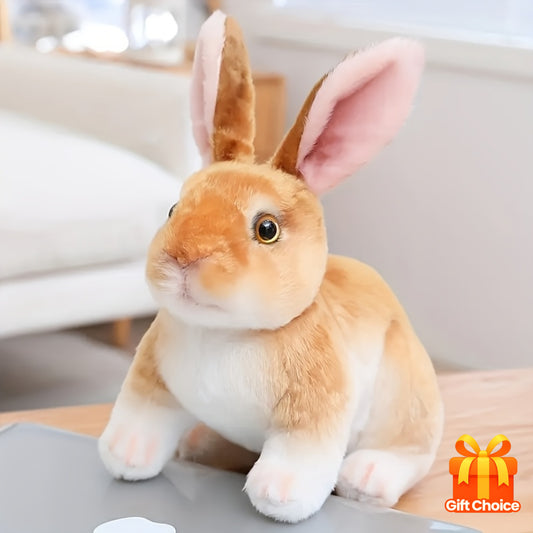 1pc Realistic Cute Rabbit Plush Toy Home Decor, Easter Christmas Halloween Gift in Four Colors: Gray, White, Black, Brown - Lifelike Animal Photo Prop Simulated Bunny Model Birthday Present, Plush Figures