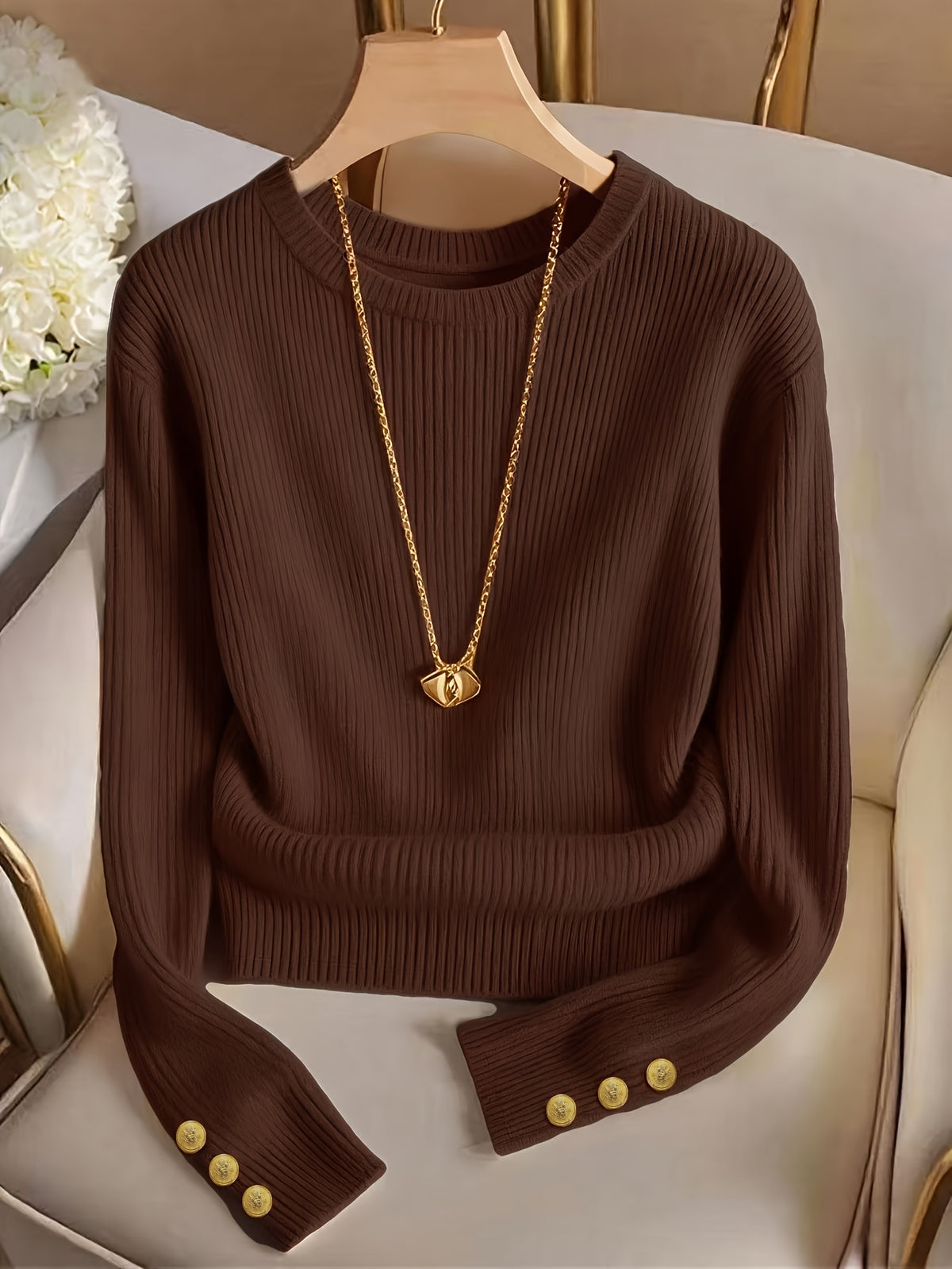 Elegant Solid Color Crew Neck Top for Women, Spring/Summer