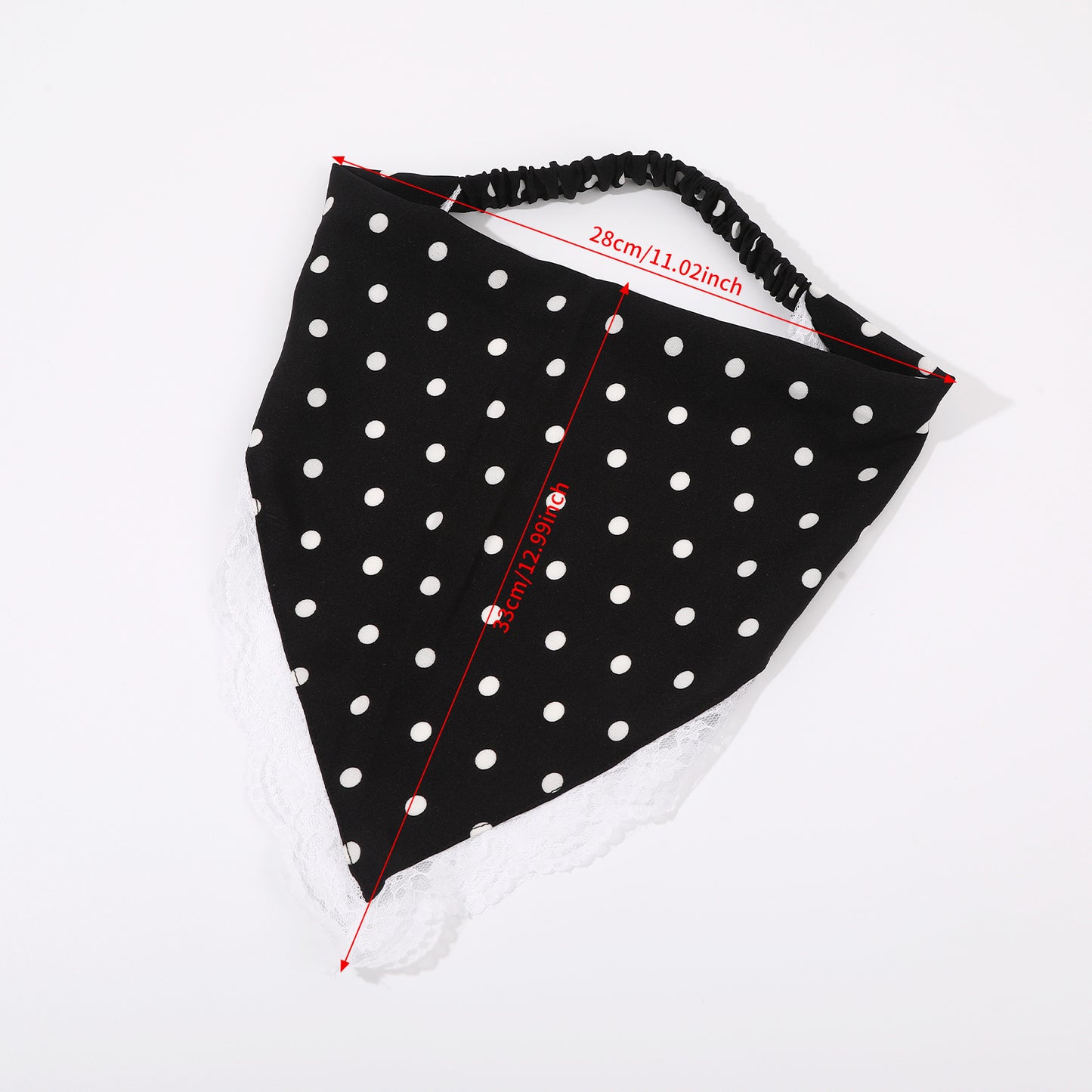 Women’s Stretch Lace Trim Polka Dot Bandana Headscarf