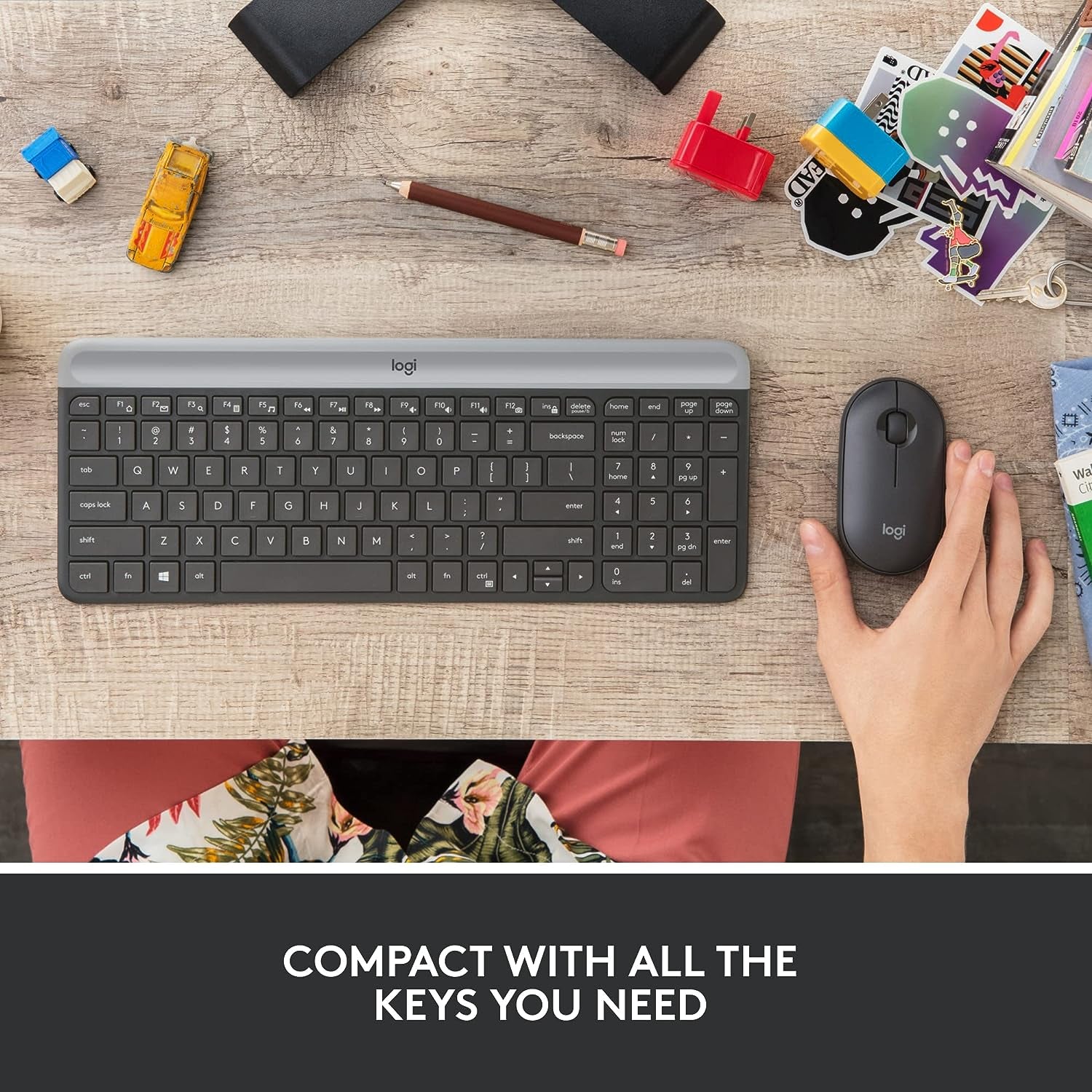 Logitech MK470 Slim Wireless Keyboard and Mouse Combo - Modern Compact Layout, Ultra Quiet, 2.4 Ghz USB Receiver, Plug N' Play Connectivity, Compatible with Windows - Graphite