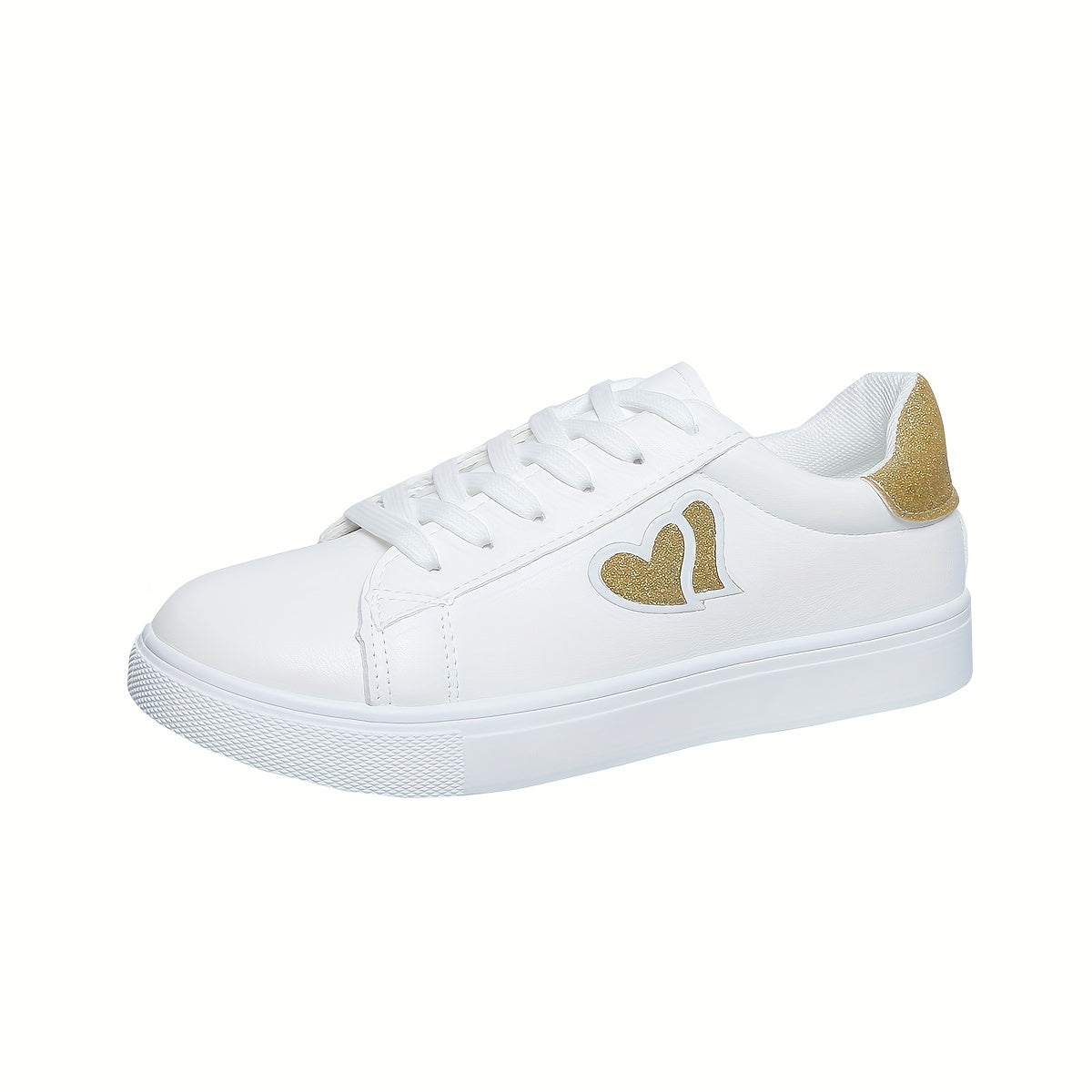 Կանացի Preppy Style Heart Pattern սպորտային կոշիկներ, բոլոր սեզոնային թեթև ժանյակավոր կոշիկներ, ներսը շնչող գործվածքից, EVA ներբան, գարուն/ամառ/աշուն պատահական վազքի մարզիչներ