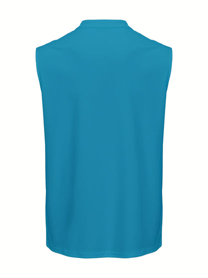Men's Sleeveless V-Neck Shirt with Quarter Zip - Lightweight Summer To