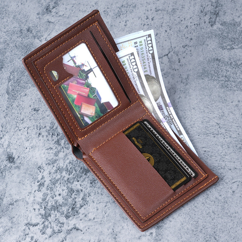 Latest Upgraded Men's Faux Leather Wallet, Vintage Style Men's Wallet, Multi-Card Slot Design - Stylish and Portable, Key and Coin Purse, Credit Card Holder, ID Holder, Elegant for Daily Use, Durable Denim Lining | Unique Wal - ayq