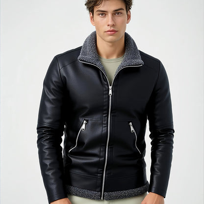 Men'S Cozy Fleece-Lined Bomber Jacket - Thick Winter Coat with Multiple Pockets, Zip-Up Casual Pilot Style, Brown, Polyester Lining, Perfect for Fall & Winter, Winter Bomber Jacket