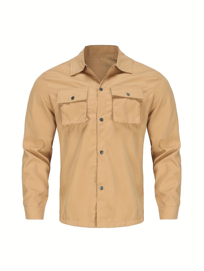 Men'S Casual Polyester Suit Set, Solid Color, Non-Stretch, Regular Fit, with Lapel Collar, Pocket Details, for Hiking, Daily Wear, and Special Occasions, Spring/Fall, Fall/Winter