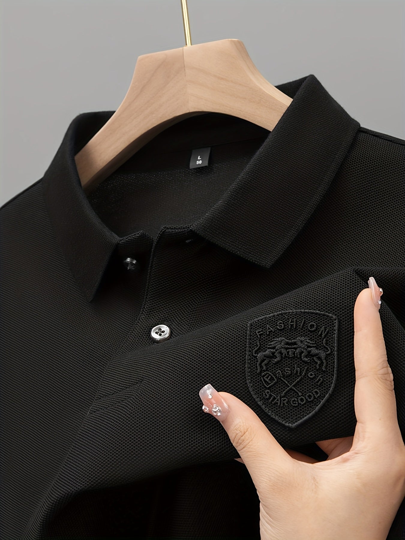 Men's Summer Casual Polo Shirt with Embroidered Lapel