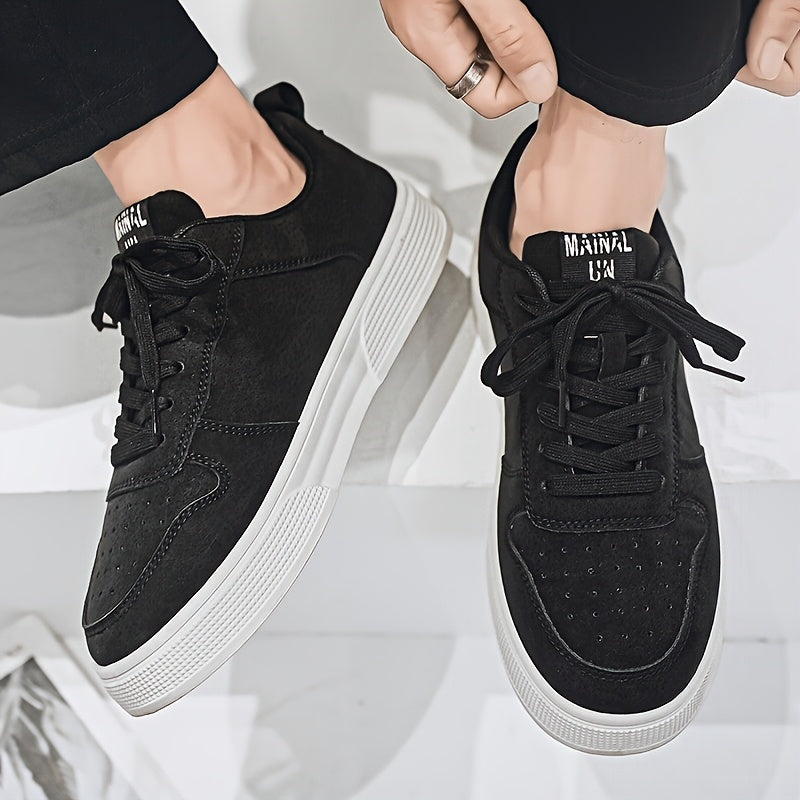 1 Pair MAINALUN Men'S Skateboarding Sneakers - Low-Top Lace-Up Casual Shoes with Thick PVC Sole, Breathable Fabric Lining  Durable Synthetic Upper for Daily Wear, Outdoor, Travel, Parties - Green/Black/Khaki, Skateboarding S