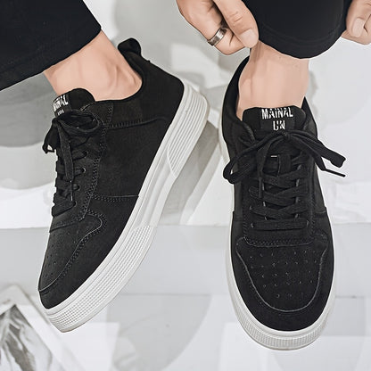 1 Pair MAINALUN Men'S Skateboarding Sneakers - Low-Top Lace-Up Casual Shoes with Thick PVC Sole, Breathable Fabric Lining  Durable Synthetic Upper for Daily Wear, Outdoor, Travel, Parties - Green/Black/Khaki, Skateboarding S