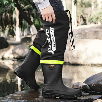 Men's Waterproof Long Rain Boots for Outdoor Travel