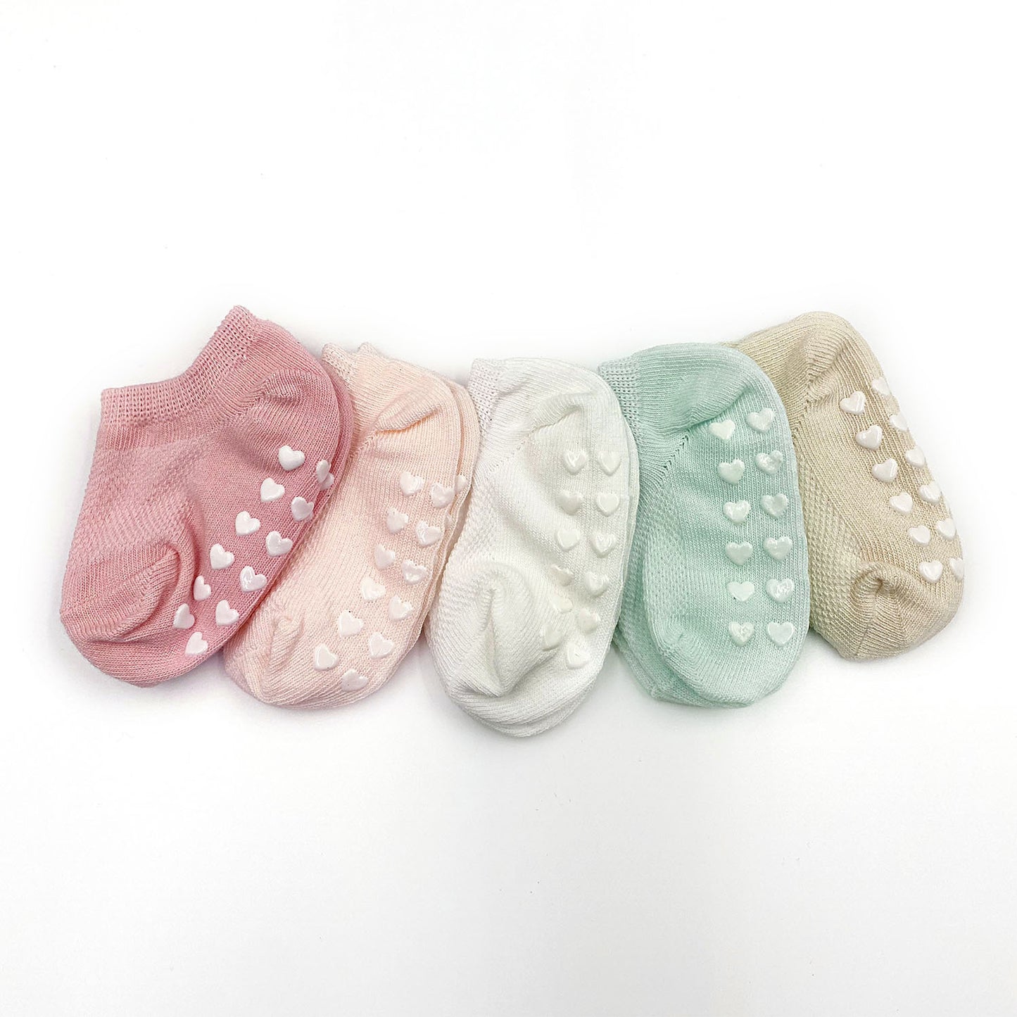 5 Pairs of Heart-Patterned Non-Slip Socks for Baby Boys And Girls, Perfect for Infants Learning to Walk, Comfortable And Breathable Cute Short Boat Socks, Suitable for Babies, a Great Valentine'S Day Gift.