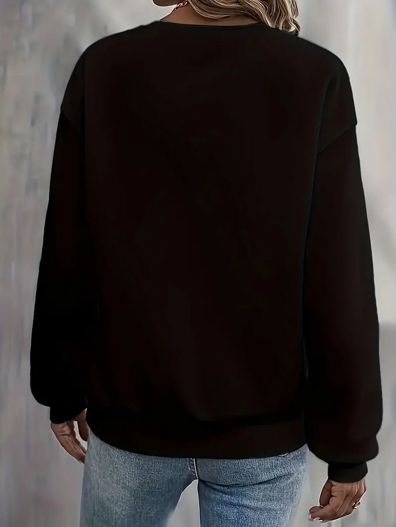 Women'S Christmas Letter Print Crew Neck Pullover Sweatshirt - Elegant Casual Long Sleeve Fleece-Lined Top with Festive Santa Hat & Star Design, All-Season Comfort for Holiday & Casual Attire, Christmas Sweatshirts, Seasonal