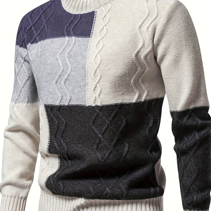 Տղամարդկանց գունագեղ ժակարդե սվիտեր կլոր վզով աշնանային և ձմեռային համար