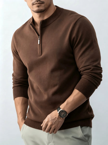 Men's Fall/Winter Half-Zip Stand Collar Knit Pullover Sweater