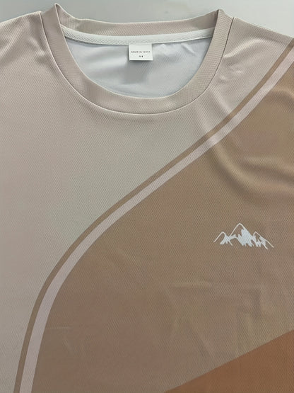 Men'S Beige Geometric Print T-Shirt - Casual Crew Neck, Slight Stretch Fabric, Modern Design with Striking Patterns, Everyday Tshirt   Modern Tshirt   Comfortable Fit