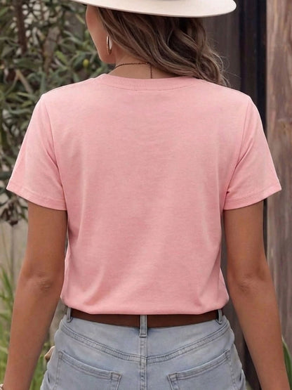 Women's Spring Summer Cotton Casual Floral Print T-Shirt