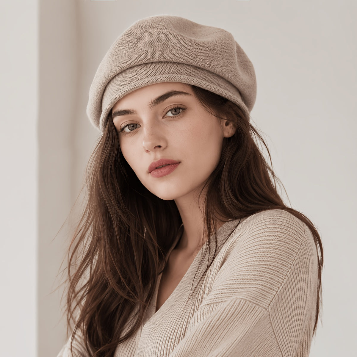 Womens Lightweight French Beret Hat Soft Elastic Knit Cap