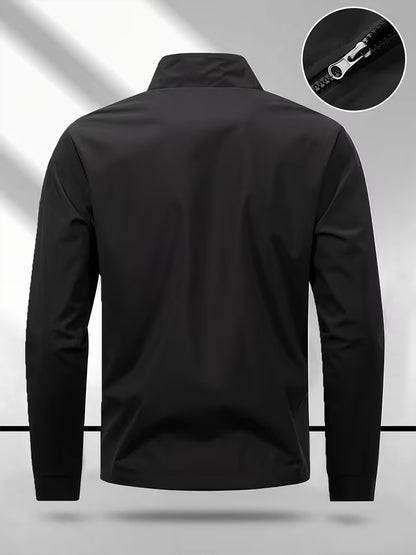 Men's Casual All-Season Stand Collar Polyester Windbreaker