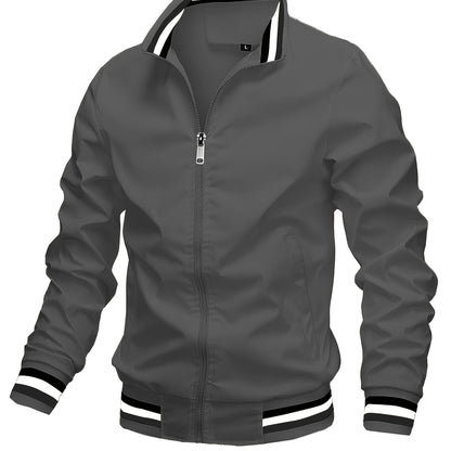 A Men'S Stylish Pilot Jacket, Made of Durable Fabric, Features Classic Striped Details, Perfect for Casual Outings Or Hiking. It Offers a Sense of Confidence And Fashion, Making It an Ideal Gift for Men