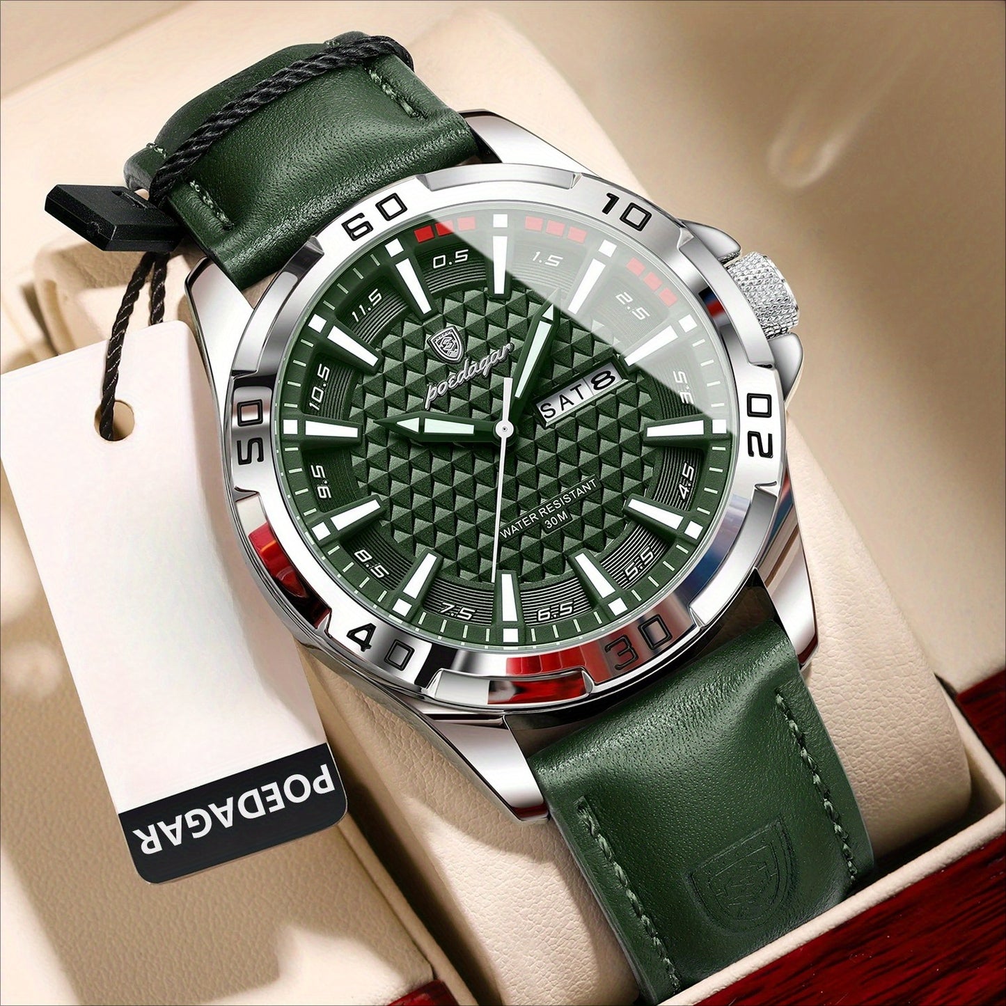 Men's Quartz Watch with PU Leather Strap, Casual Elegant Style