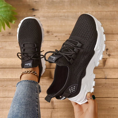 Կանացի առօրյա սպորտային կոշիկներ՝ շնչող գործվածքից վերնամասով, ռետինե ներբանով, ցածր գագաթով, պարզ մատով, բոլոր եղանակների հարմարավետ կոշիկներ, առօրյա հագուստ | Ժամանակակից առօրյա ոճ | Շնչող գործվածքից սպորտային կոշիկներ