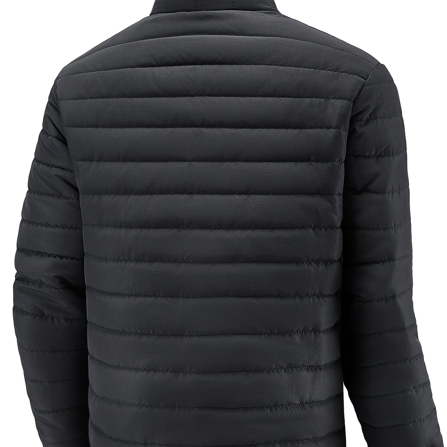 Men's Winter Stylish Padded Coat, Slim Fit Stand Collar Warm Jacket, Men's Plus Size -padded Padded Jacket - ayq