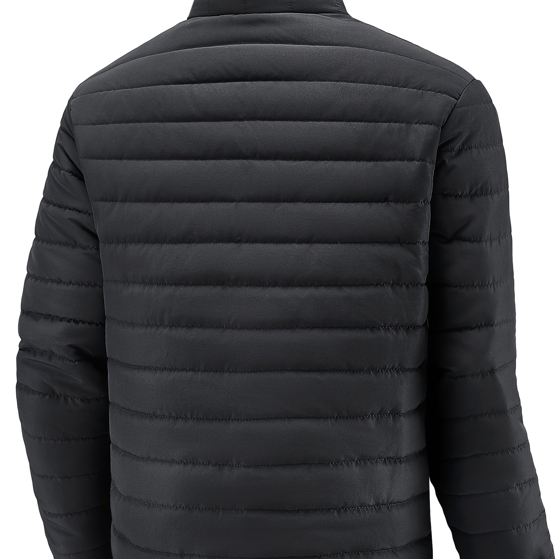 Men's Winter Stylish Padded Coat, Slim Fit Stand Collar Warm Jacket, Men's Plus Size -padded Padded Jacket - ayq