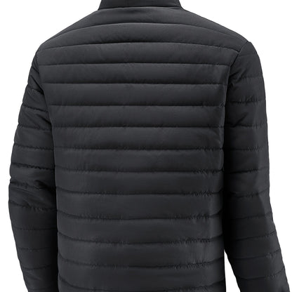Men's Winter Stylish Padded Coat, Slim Fit Stand Collar Warm Jacket, Men's Plus Size -padded Padded Jacket - ayq