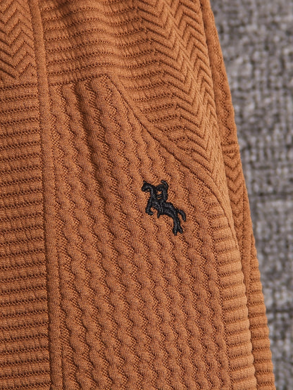 Cozy Fleece Zip-Up Hoodie & Pants Set - Beige Geometric Pattern, Long Sleeve Casual Winter Outfit with Pockets, Elastic Waistband, and Button-Up Front, Perfect for Fall/Winter, Cozy Clothing | Playful Design | Elastic Waistba