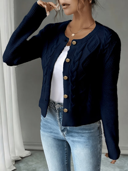 Women's Elegant Long-Sleeve Open-Front Knit Cardigan